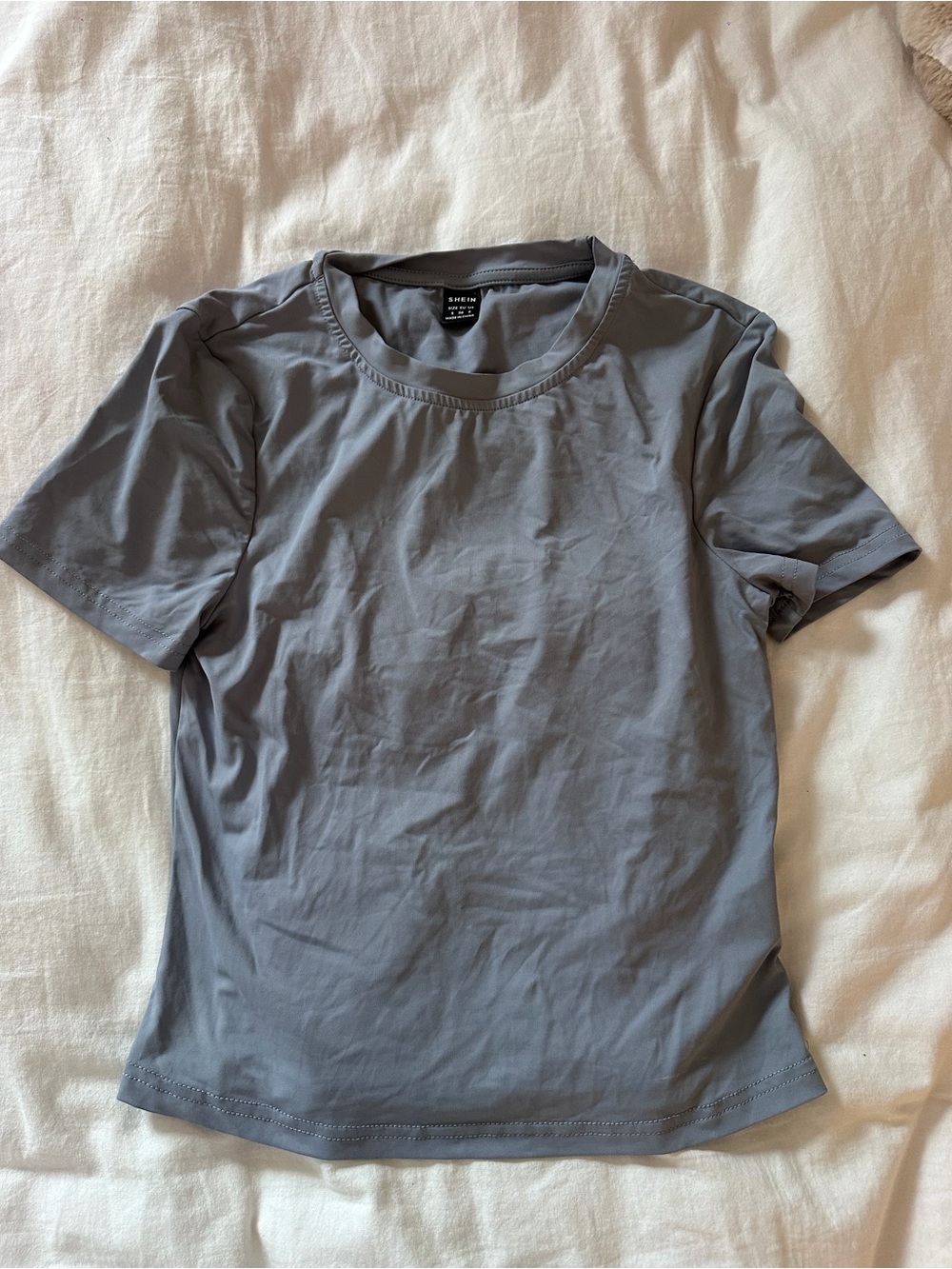 SHEIN Women's Short Sleeve Crew Neck Tee - Gray